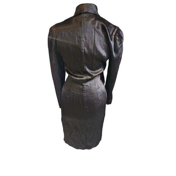 Zum Zum Black midi long sleeve wrap dress sz 7-8 90's y2k **read - Picture 5 of 10